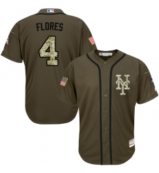 Youth Majestic New York Mets #4 Wilmer Flores Authentic Green Salute to Service MLB Jersey