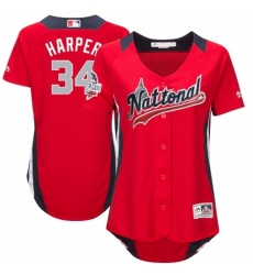 Women's Majestic Washington Nationals #34 Bryce Harper Game Red National League 2018 MLB All-Star MLB Jersey