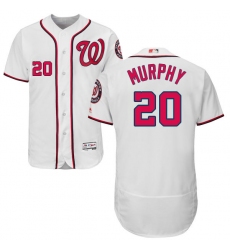 Men's Majestic Washington Nationals #20 Daniel Murphy White Home Flex Base Authentic Collection MLB Jersey
