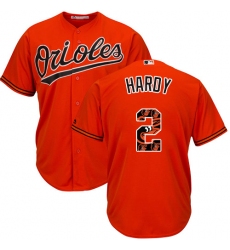 Men's Majestic Baltimore Orioles #2 J.J. Hardy Authentic Orange Team Logo Fashion Cool Base MLB Jersey