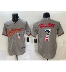 Men's Baltimore Orioles #7 Jackson Holliday Gray USA 250 Fourth of July Home Stitched Baseball Jersey