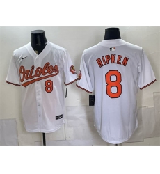 Men's Baltimore Orioles #8 Cal Ripken Jr. White 2025 Home Limited Stitched Baseball Jersey