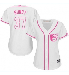 Women's Majestic Baltimore Orioles #37 Dylan Bundy Authentic White Fashion Cool Base MLB Jersey