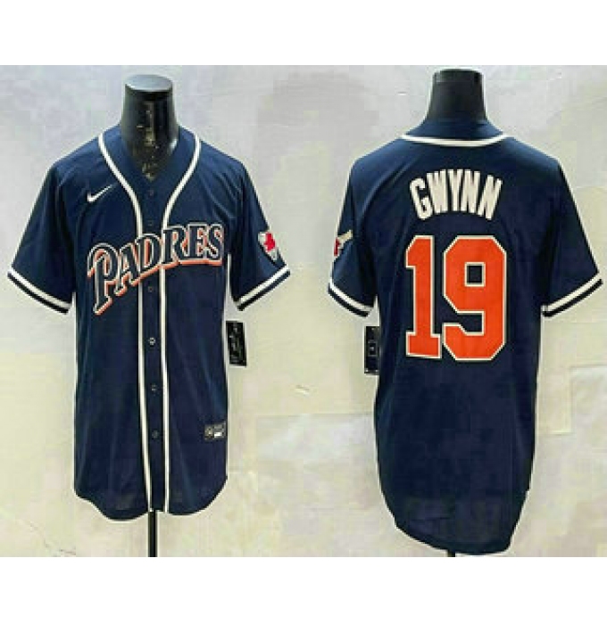 Men's San Diego Padres #19 Tony Gwynn Navy Blue Stitched MLB Cool Base Nike Jersey