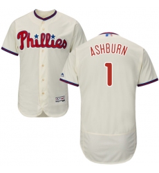 Men's Majestic Philadelphia Phillies #1 Richie Ashburn Cream Alternate Flex Base Authentic Collection MLB Jersey