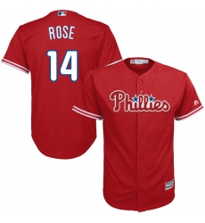 Men's Majestic Philadelphia Phillies #14 Pete Rose Replica Red Alternate Cool Base MLB Jersey