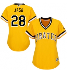 Women's Majestic Pittsburgh Pirates #28 John Jaso Authentic Gold Alternate Cool Base MLB Jersey