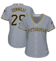 Women's Majestic Pittsburgh Pirates #29 Francisco Cervelli Authentic Grey Road Cool Base MLB Jersey