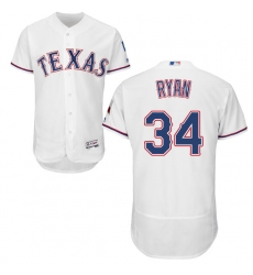 Men's Majestic Texas Rangers #34 Nolan Ryan White Home Flex Base Authentic Collection MLB Jersey