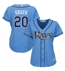 Women's Majestic Tampa Bay Rays #20 Steven Souza Replica Light Blue Alternate 2 Cool Base MLB Jersey