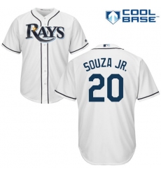 Youth Majestic Tampa Bay Rays #20 Steven Souza Replica White Home Cool Base MLB Jersey