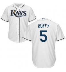 Youth Majestic Tampa Bay Rays #5 Matt Duffy Replica White Home Cool Base MLB Jersey