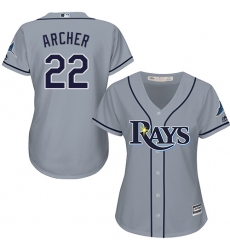 Women's Majestic Tampa Bay Rays #22 Chris Archer Authentic Grey Road Cool Base MLB Jersey