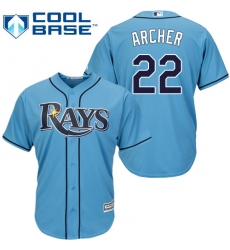 Youth Majestic Tampa Bay Rays #22 Chris Archer Authentic Light Blue Alternate 2 Cool Base MLB Jersey