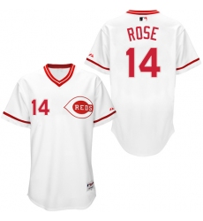 Men's Majestic Cincinnati Reds #14 Pete Rose Authentic White 1990 Turn Back The Clock MLB Jersey