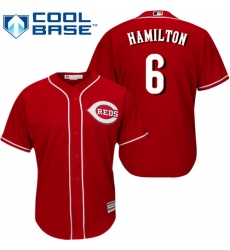 Youth Majestic Cincinnati Reds #6 Billy Hamilton Authentic Red Alternate Cool Base MLB Jersey