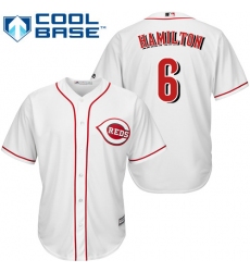 Youth Majestic Cincinnati Reds #6 Billy Hamilton Authentic White Home Cool Base MLB Jersey