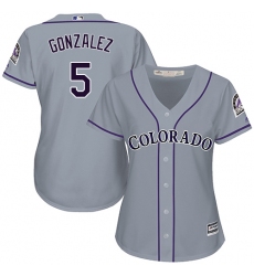 Women's Majestic Colorado Rockies #5 Carlos Gonzalez Authentic Grey Road Cool Base MLB Jersey