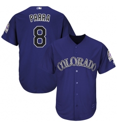 Youth Majestic Colorado Rockies #8 Gerardo Parra Authentic Purple Alternate 1 Cool Base MLB Jersey