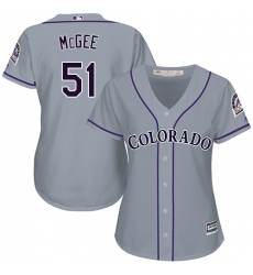 Women's Majestic Colorado Rockies #51 Jake McGee Replica Grey Road Cool Base MLB Jersey