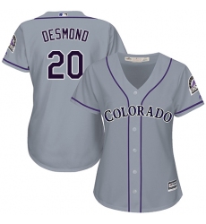 Women's Majestic Colorado Rockies #20 Ian Desmond Replica Grey Road Cool Base MLB Jersey