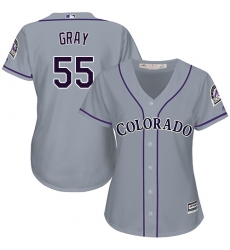 Women's Majestic Colorado Rockies #55 Jon Gray Authentic Grey Road Cool Base MLB Jersey