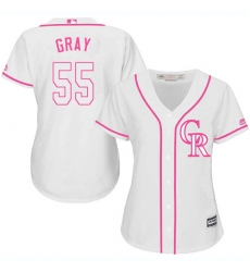Women's Majestic Colorado Rockies #55 Jon Gray Authentic White Fashion Cool Base MLB Jersey