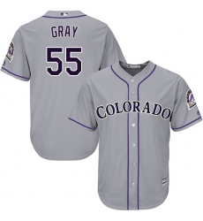 Youth Majestic Colorado Rockies #55 Jon Gray Authentic Grey Road Cool Base MLB Jersey