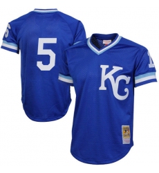 Men's Mitchell and Ness 1989 Kansas City Royals #5 George Brett Replica Royal Blue Throwback MLB Jersey