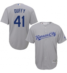 Men's Majestic Kansas City Royals #41 Danny Duffy Replica Grey Road Cool Base MLB Jersey