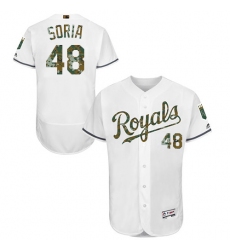 Men's Majestic Kansas City Royals #48 Joakim Soria Authentic White 2016 Memorial Day Fashion Flex Base MLB Jersey