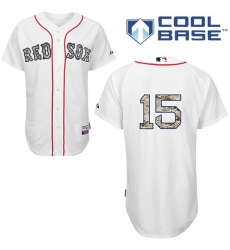 Men's Majestic Boston Red Sox #15 Dustin Pedroia Authentic White USMC Cool Base MLB Jersey