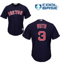 Youth Majestic Boston Red Sox #3 Babe Ruth Authentic Navy Blue Alternate Road Cool Base MLB Jersey