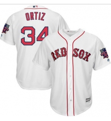 Men's Majestic Boston Red Sox #34 David Ortiz Authentic White Home Retirement Patch Cool Base MLB Jersey