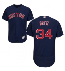 Men's Majestic Boston Red Sox #34 David Ortiz Navy Blue Alternate Flex Base Authentic Collection MLB Jersey