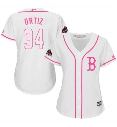 Women's Majestic Boston Red Sox #34 David Ortiz Authentic White Fashion 2018 World Series Champions MLB Jersey