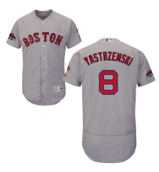 Men's Majestic Boston Red Sox #8 Carl Yastrzemski Grey Road Flex Base Authentic Collection 2018 World Series Champions MLB Jersey