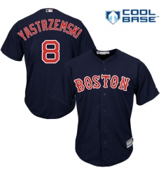 Youth Majestic Boston Red Sox #8 Carl Yastrzemski Authentic Navy Blue Alternate Road Cool Base MLB Jersey
