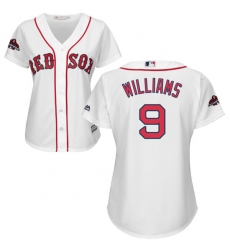 Women's Majestic Boston Red Sox #9 Ted Williams Authentic White Home 2018 World Series Champions MLB Jersey