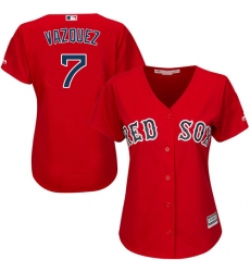Women's Majestic Boston Red Sox #7 Christian Vazquez Authentic Red Alternate Home MLB Jersey