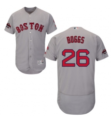 Men's Majestic Boston Red Sox #26 Wade Boggs Grey Road Flex Base Authentic Collection 2018 World Series Champions MLB Jersey