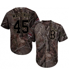 Men's Majestic Boston Red Sox #45 Pedro Martinez Authentic Camo Realtree Collection Flex Base 2018 World Series Champions MLB Jersey