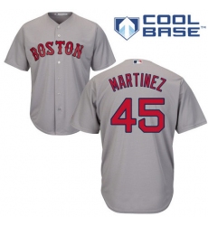 Youth Majestic Boston Red Sox #45 Pedro Martinez Authentic Grey Road Cool Base MLB Jersey