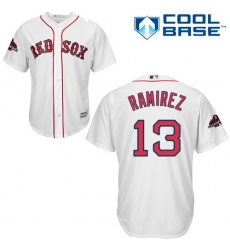 Youth Majestic Boston Red Sox #13 Hanley Ramirez Authentic White Home Cool Base 2018 World Series Champions MLB Jersey