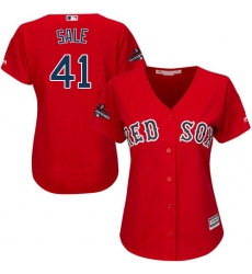 Women's Majestic Boston Red Sox #41 Chris Sale Authentic Red Alternate Home 2018 World Series Champions MLB Jersey