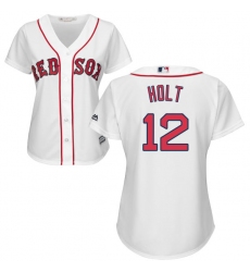 Women's Majestic Boston Red Sox #12 Brock Holt Replica White Home MLB Jersey