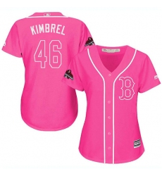 Women's Majestic Boston Red Sox #46 Craig Kimbrel Authentic Pink Fashion 2018 World Series Champions MLB Jersey