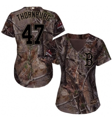 Women's Majestic Boston Red Sox #47 Tyler Thornburg Authentic Camo Realtree Collection Flex Base 2018 World Series Champions MLB Jersey