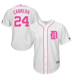Men's Majestic Detroit Tigers #24 Miguel Cabrera Replica White 2016 Mother's Day Fashion Cool Base MLB Jersey