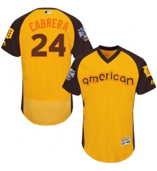 Men's Majestic Detroit Tigers #24 Miguel Cabrera Yellow 2016 All-Star American League BP Authentic Collection Flex Base MLB Jersey